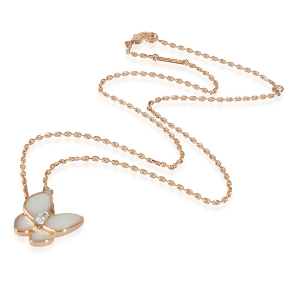 Van Cleef & Arpels Two Butterfly Mother Of Pearl Pendant in 18K Rose Gold - Picture 2 of 4